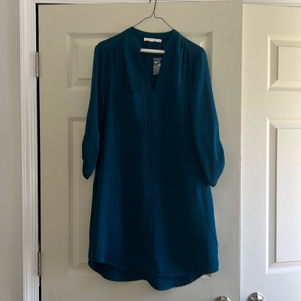 Lush, long sleeve shift dress, beautiful teal!